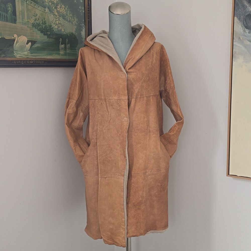 Brogden | Vintage Leather Hooded Lined Trench Coat